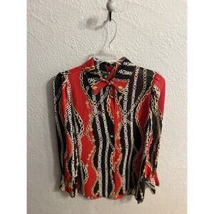 Cache‎  Womens Chain Print Long Sleeve Blouse Top Size XS